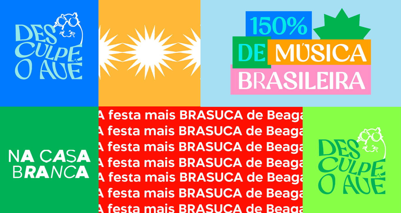 Sistema gráfico colorido Desculpe o Auê