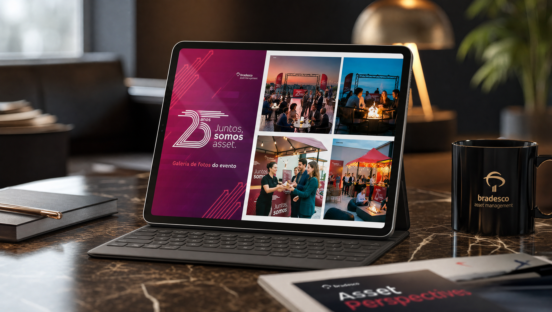Aplicação digital com registros do evento Bradesco Asset