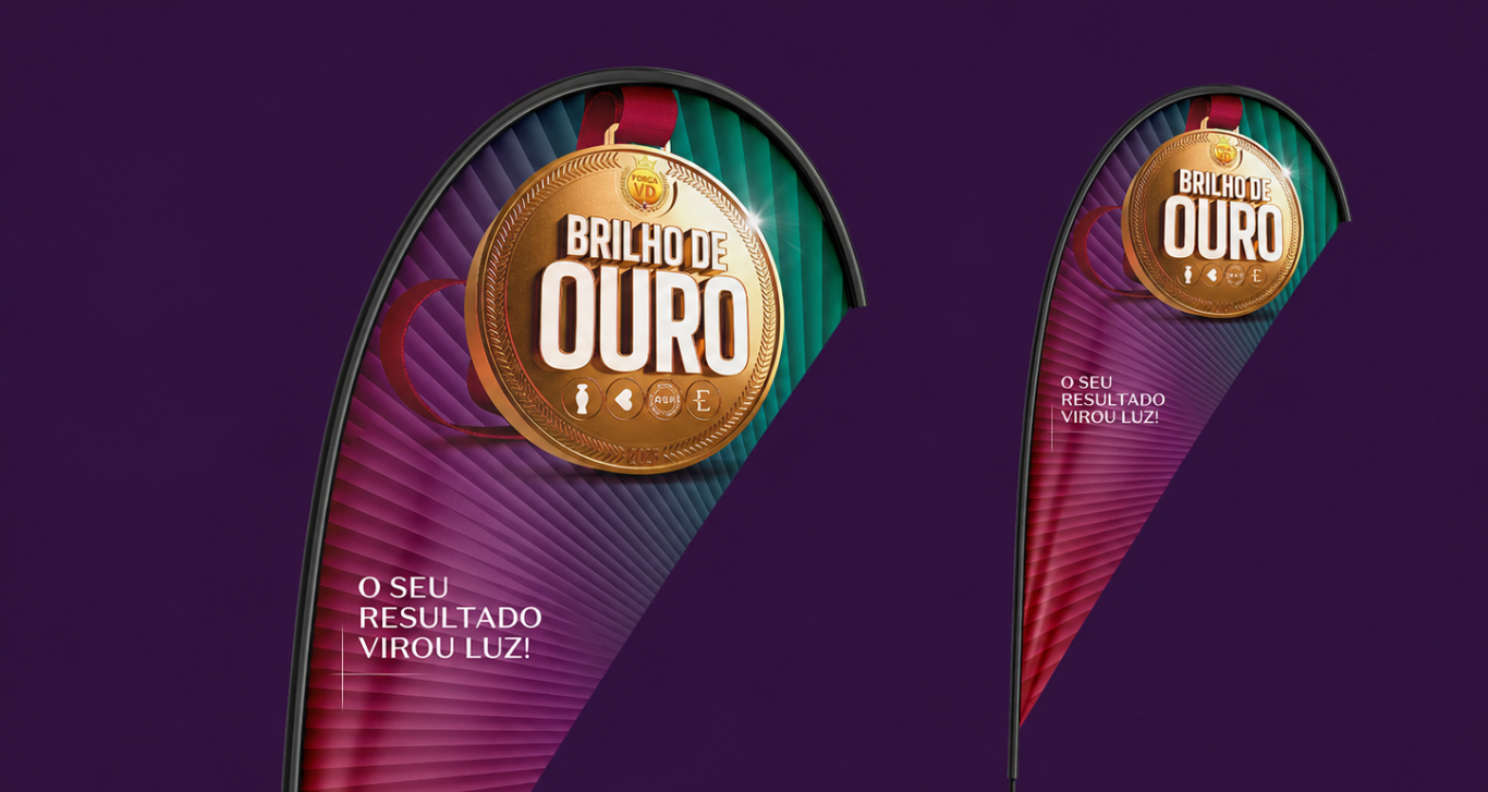 Wind banners da campanha Brilho de Ouro O Boticário